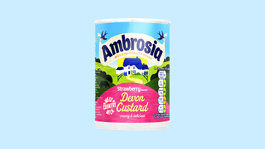 Ambrosia Strawberry Devon Custard can